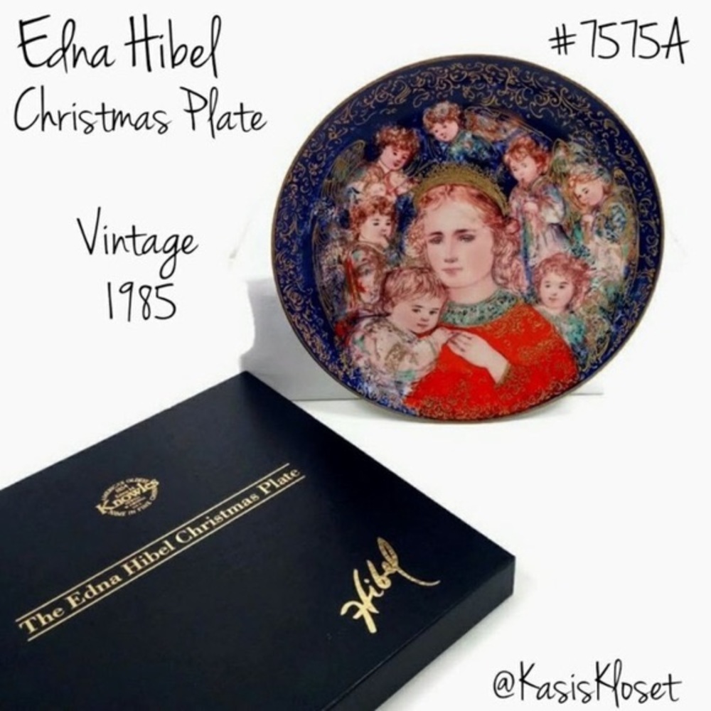 Edna Hibel 1985 Christmas Plate The Angels Message Vintage Collectible Plate